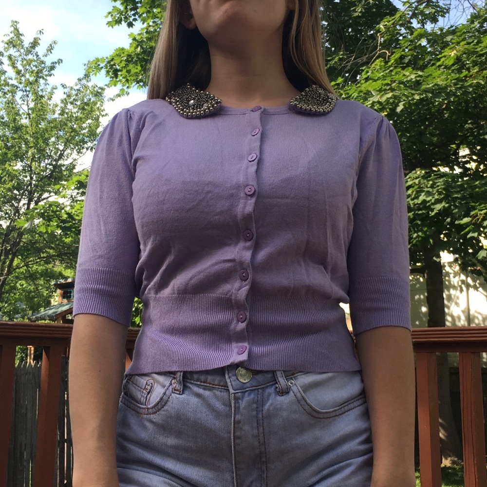 Joseph A. Cropped Cardigan w/removable collar